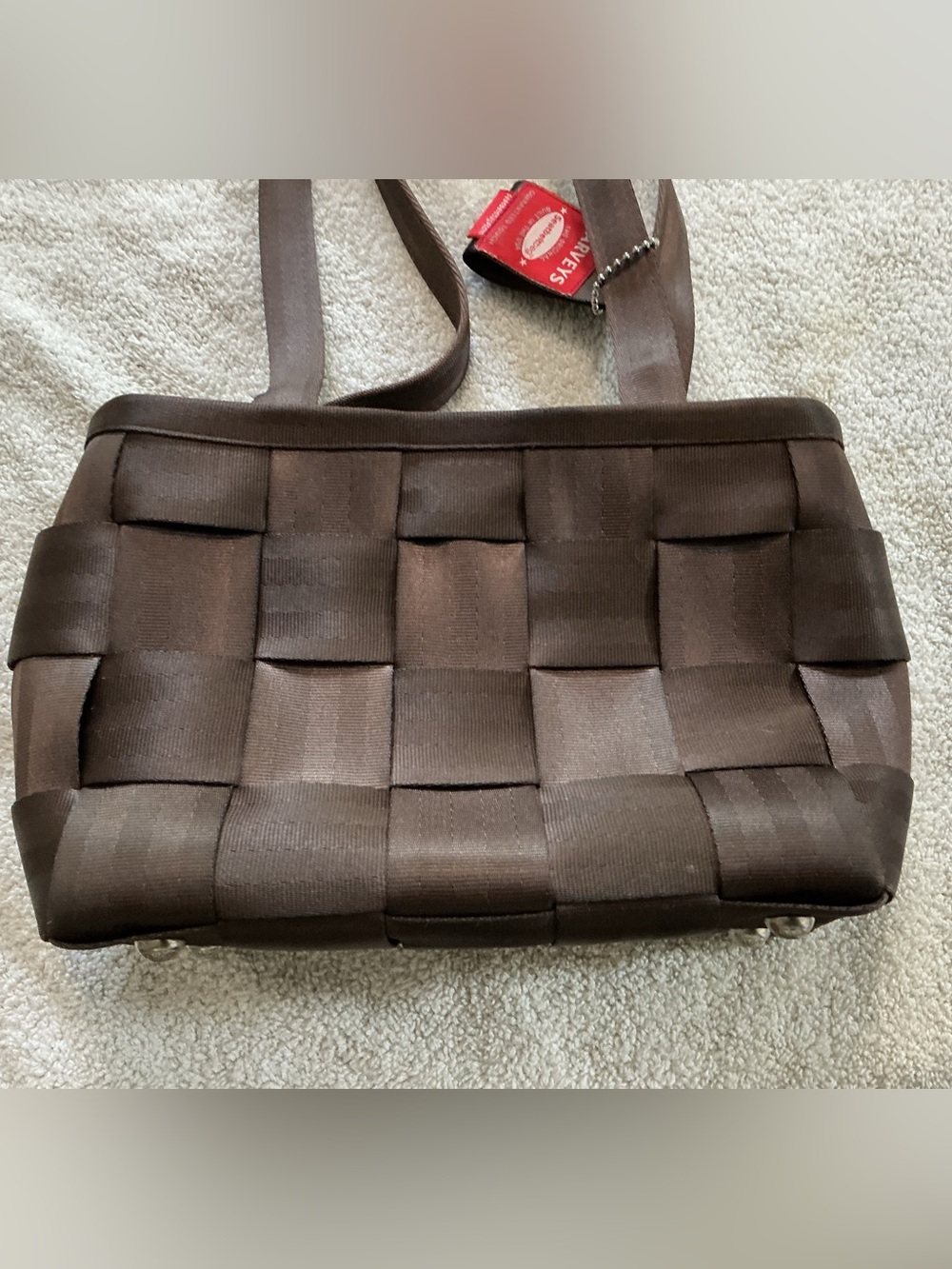 Harveys Woven Strap Shoulder Bag in Dark Brown